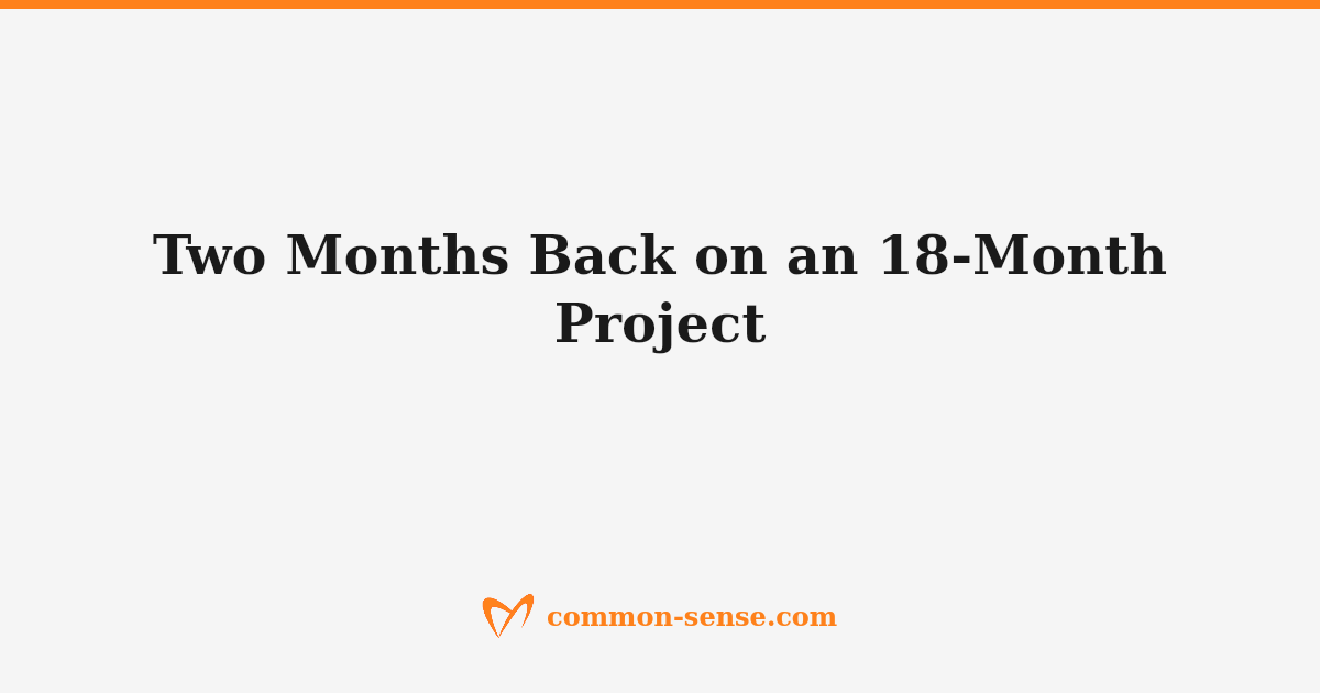 Two Months Back on an 18-Month Project