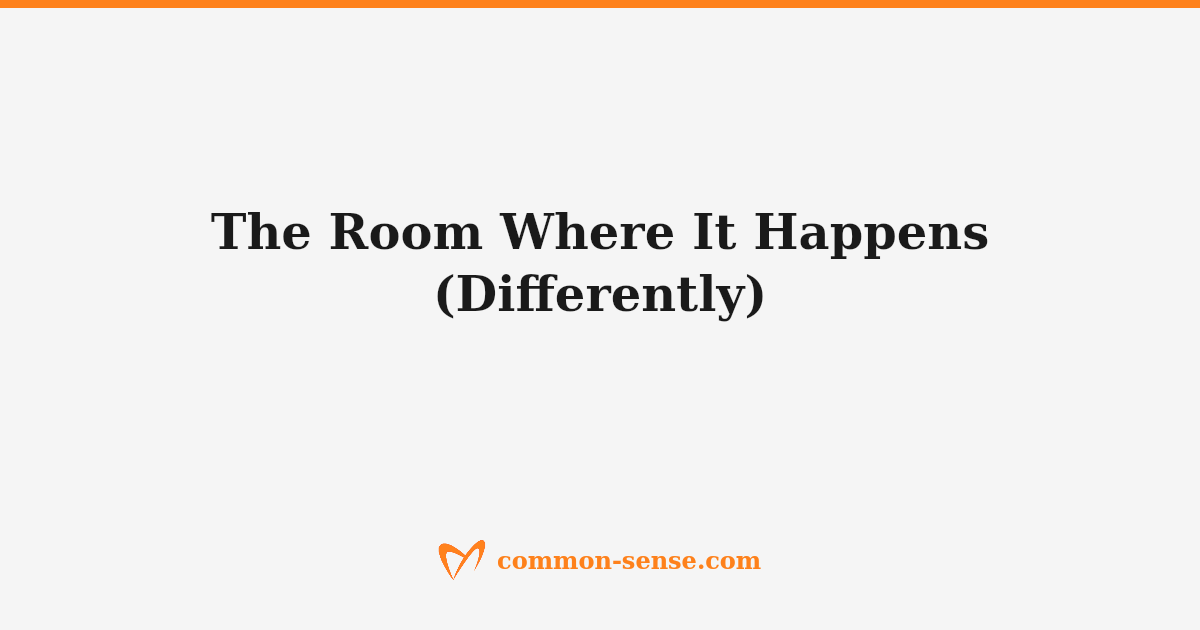 Two people sitting side by side at a table looking at a laptop screen together, with a faint third presence suggested by light from the screen, in a calm library or meeting room setting