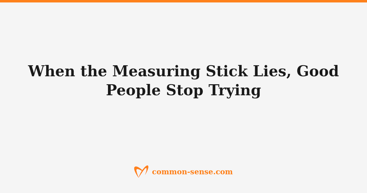 A feedback loop diagram showing how distorted measures lead to failed improvement efforts, which lead to external dependency, which lead to distorted measures continuing unchanged